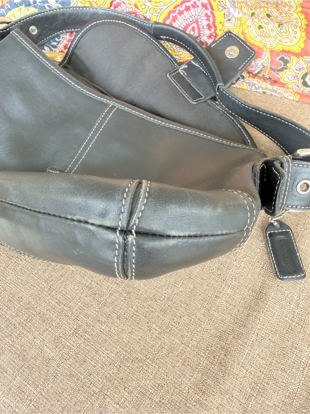 Vintage Coach Soho 9248 Black Leather Shoulder Bag Y2K Buckle Flap Purse - Picture 12 of 16
